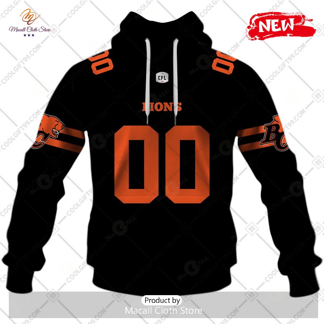 [NEW] Personalized CFL BC Lions Home Jersey Style Hoodie Sweatshirt 3D