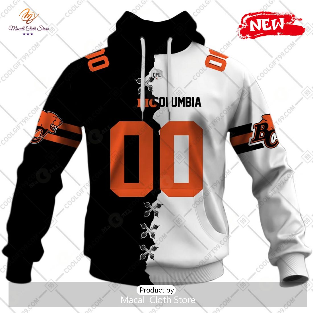 [NEW] Personalized CFL BC Lions Mix Jersey Style Hoodie Sweatshirt 3D