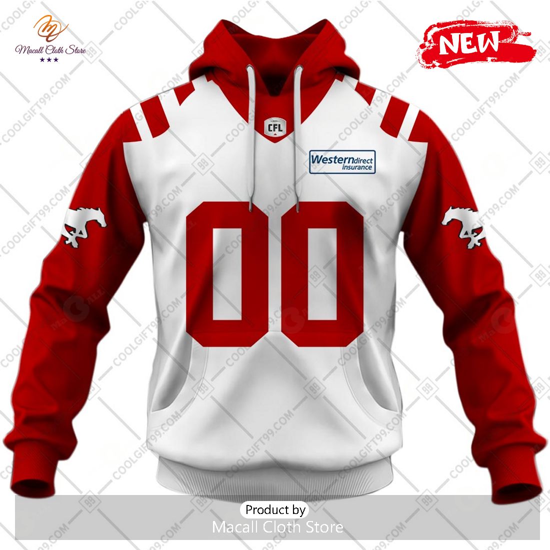 [NEW] Personalized CFL Calgary Stampeders Away Jersey Style Hoodie Sweatshirt 3D