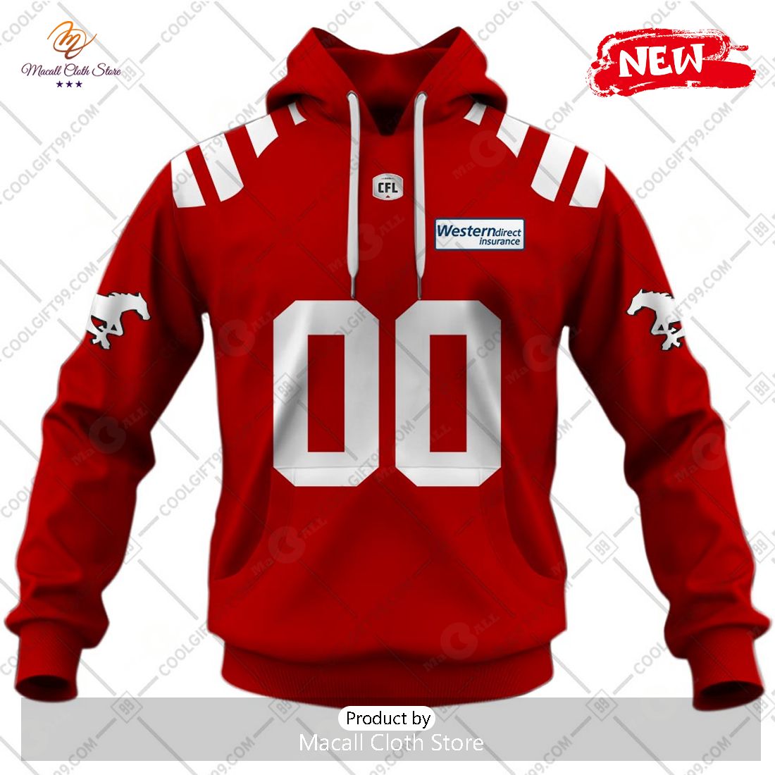 [NEW] Personalized CFL Calgary Stampeders Home Jersey Style Hoodie Sweatshirt 3D