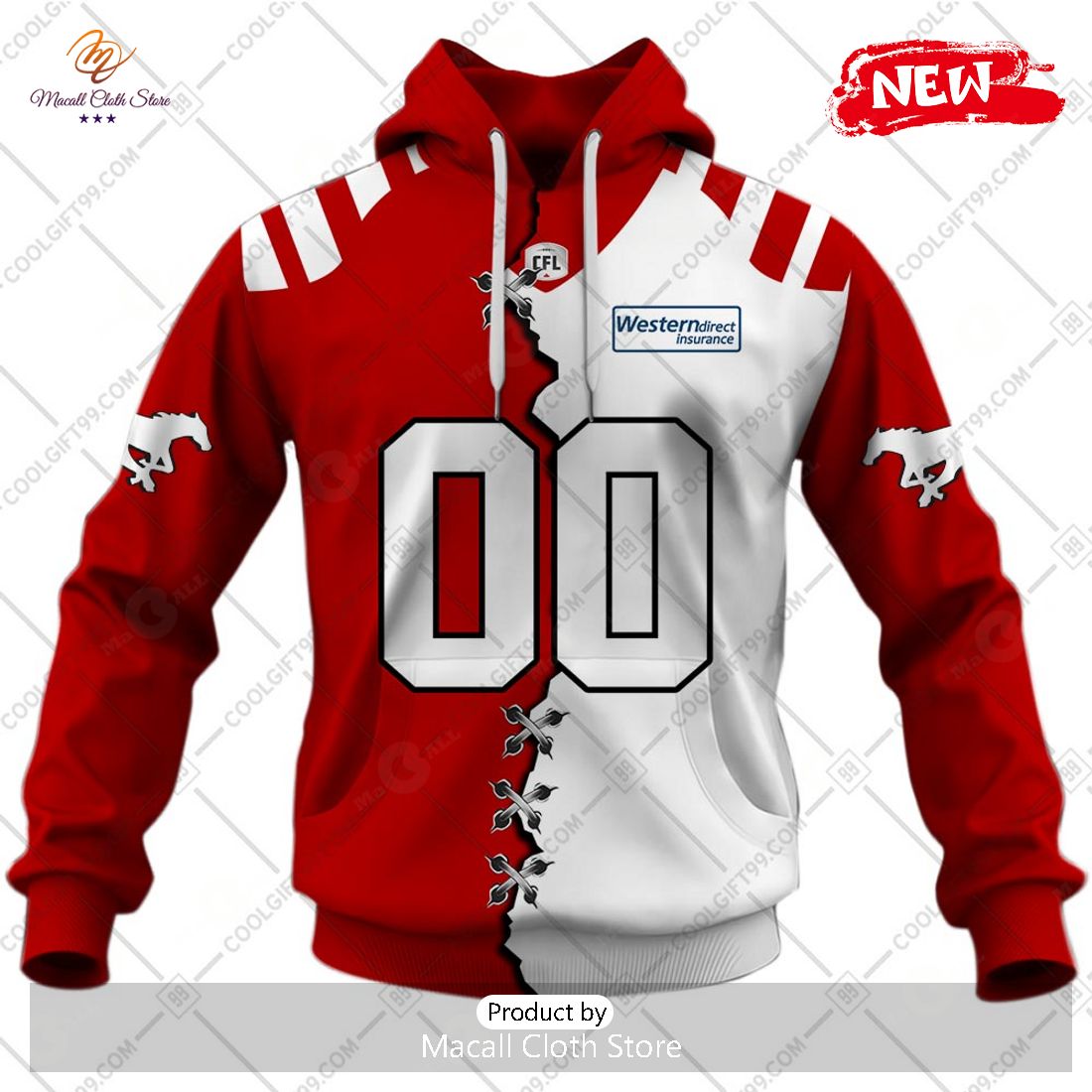 [NEW] Personalized CFL Calgary Stampeders Mix Jersey Style Hoodie Sweatshirt 3D