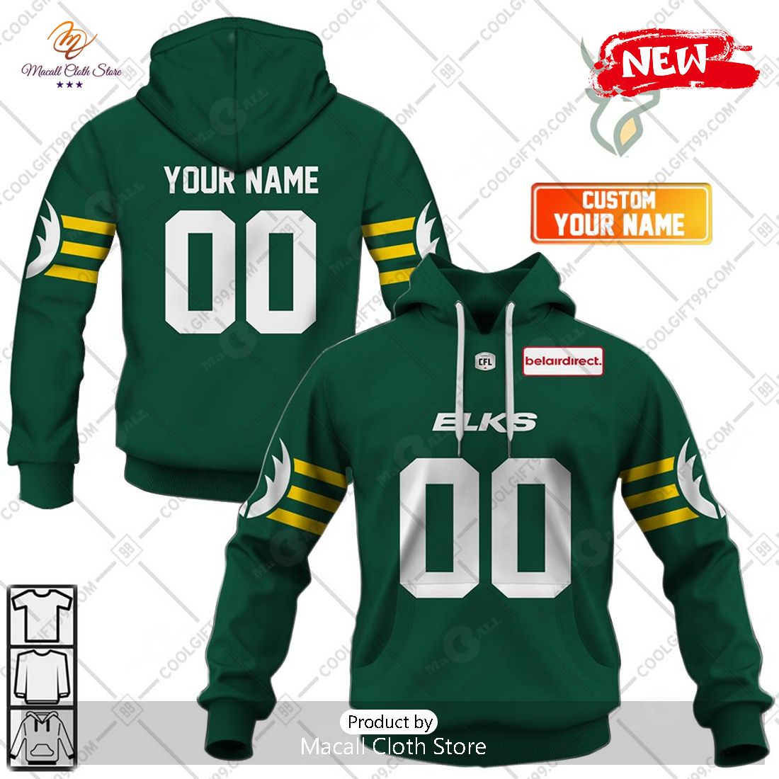 [NEW] Personalized CFL Edmonton Elks Home Jersey Style Hoodie Sweatshirt 3D