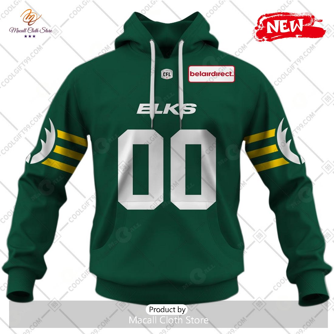 [NEW] Personalized CFL Edmonton Elks Home Jersey Style Hoodie Sweatshirt 3D