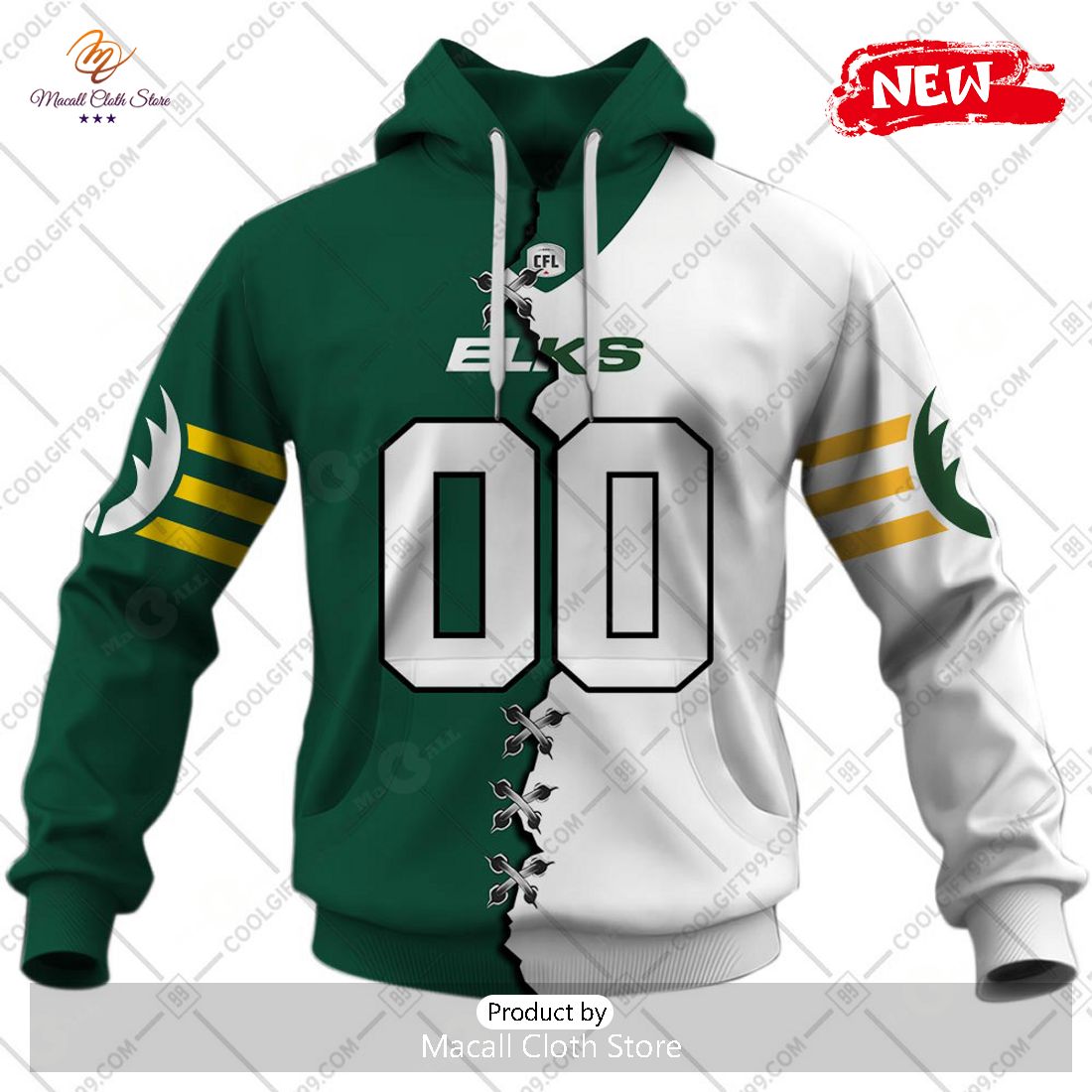 [NEW] Personalized CFL Edmonton Elks Mix Jersey Style Hoodie Sweatshirt 3D