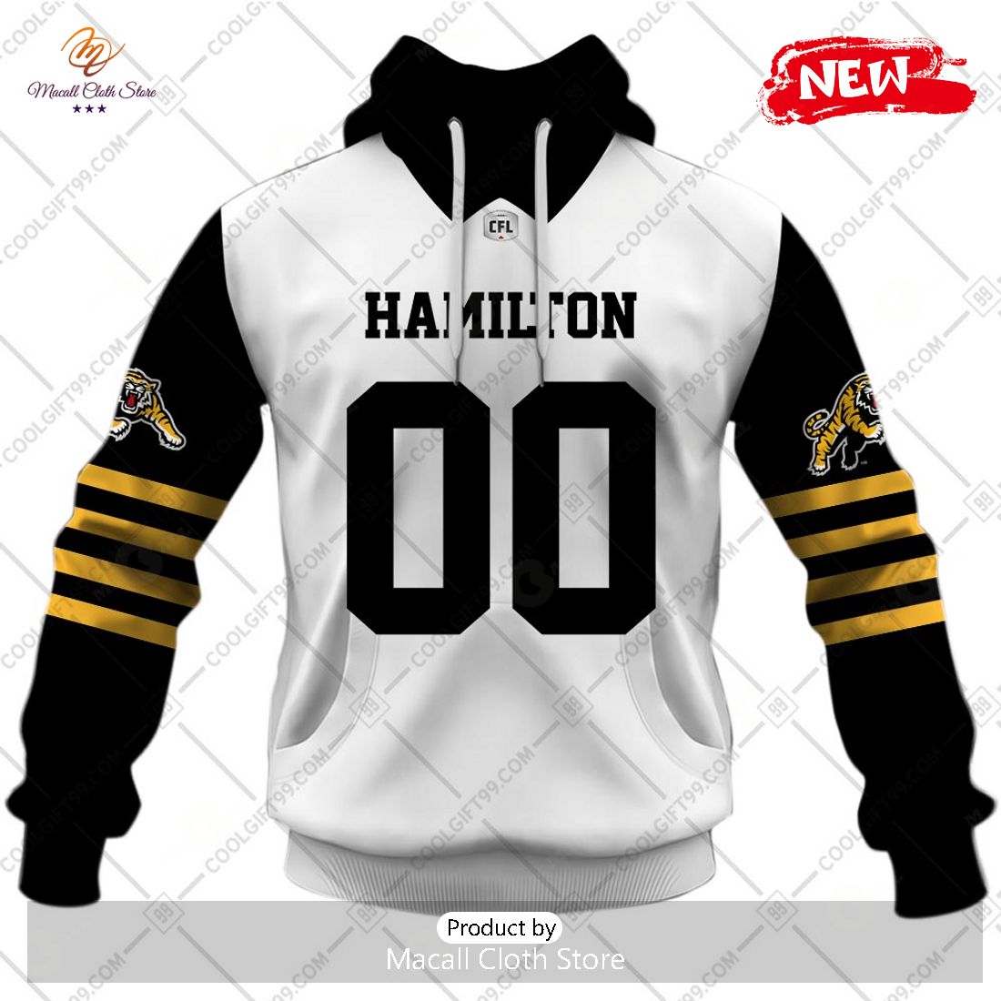 [NEW] Personalized CFL Hamilton Tiger Cats Away Jersey Style Hoodie Sweatshirt 3D