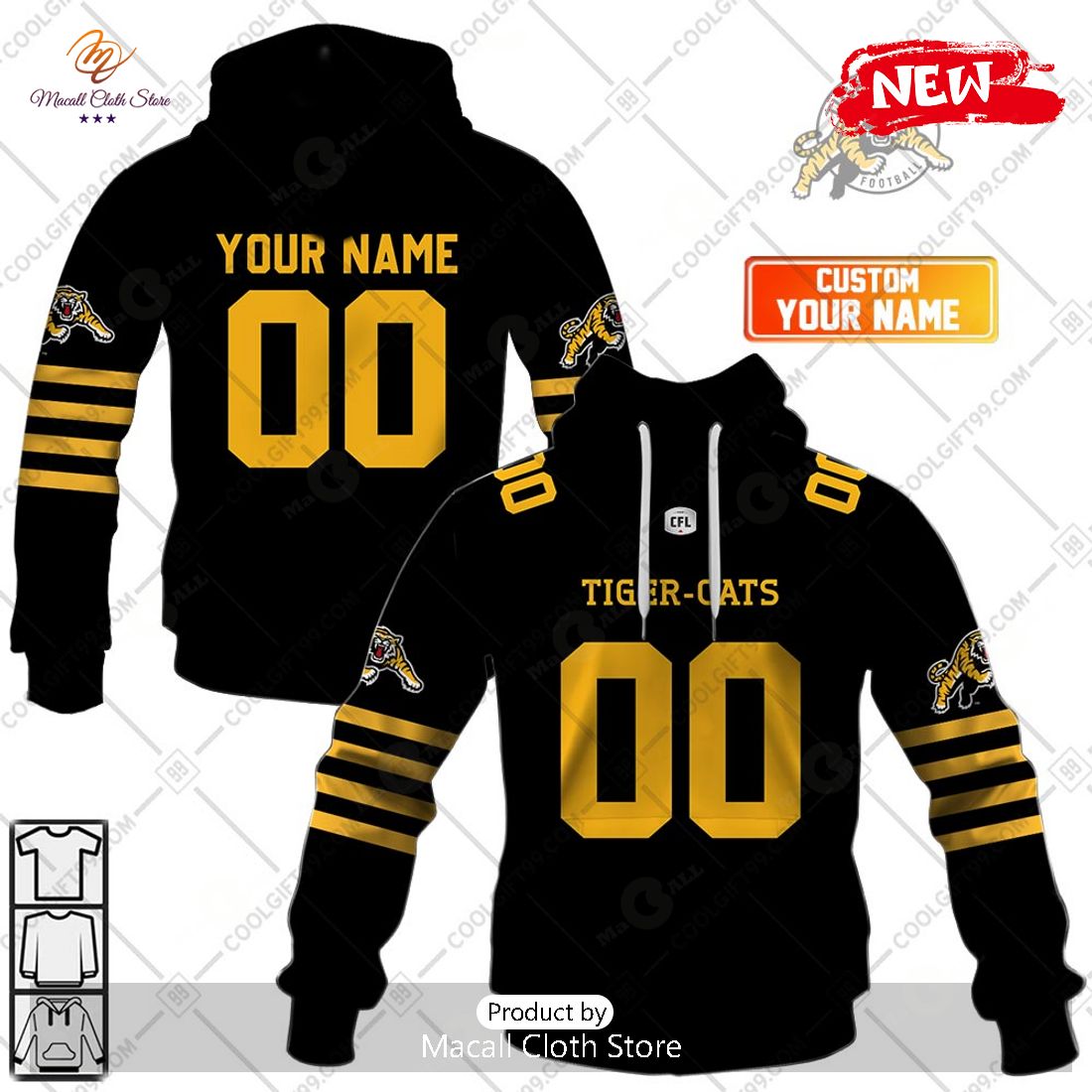 [NEW] Personalized CFL Hamilton Tiger Cats Home Jersey Style Hoodie Sweatshirt 3D