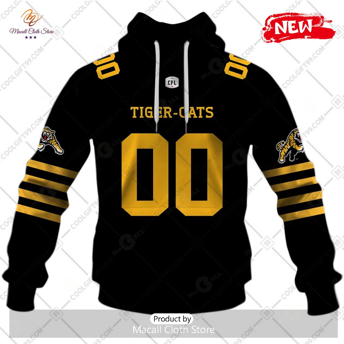 [NEW] Personalized CFL Hamilton Tiger Cats Home Jersey Style Hoodie Sweatshirt 3D
