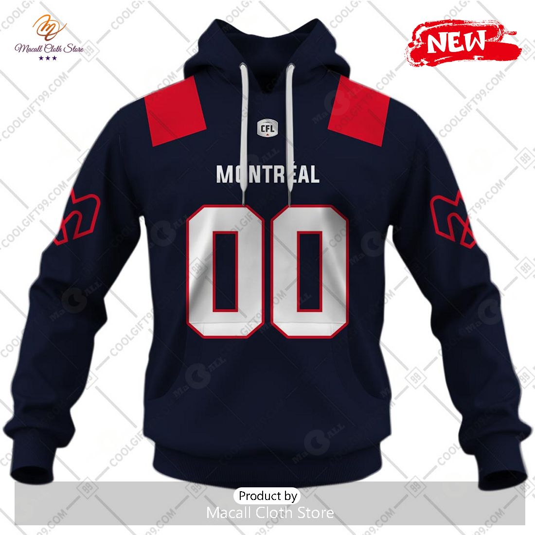 [NEW] Personalized CFL Montreal Alouettes Home Jersey Style Hoodie Sweatshirt 3D
