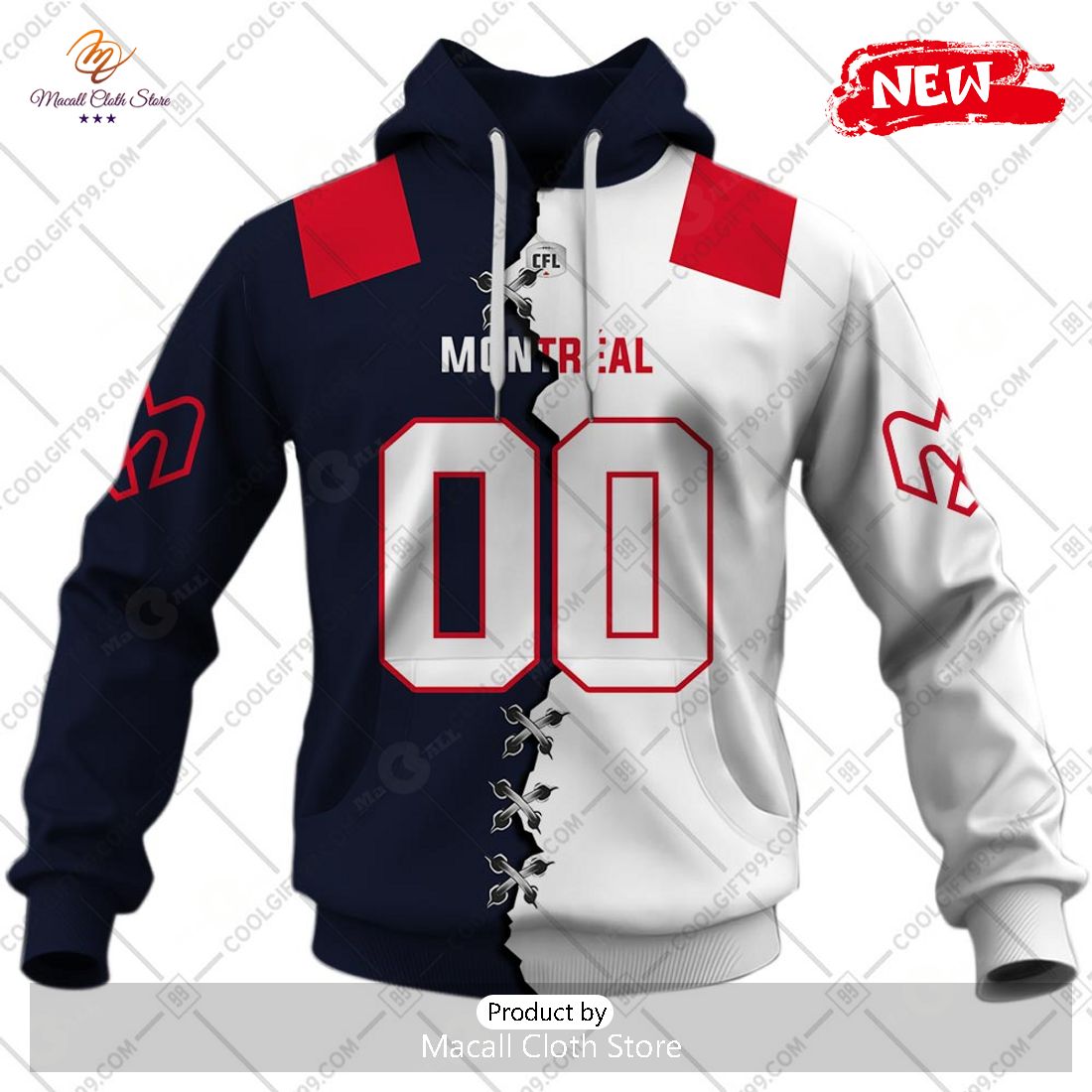 [NEW] Personalized CFL Montreal Alouettes Mix Jersey Style Hoodie Sweatshirt 3D
