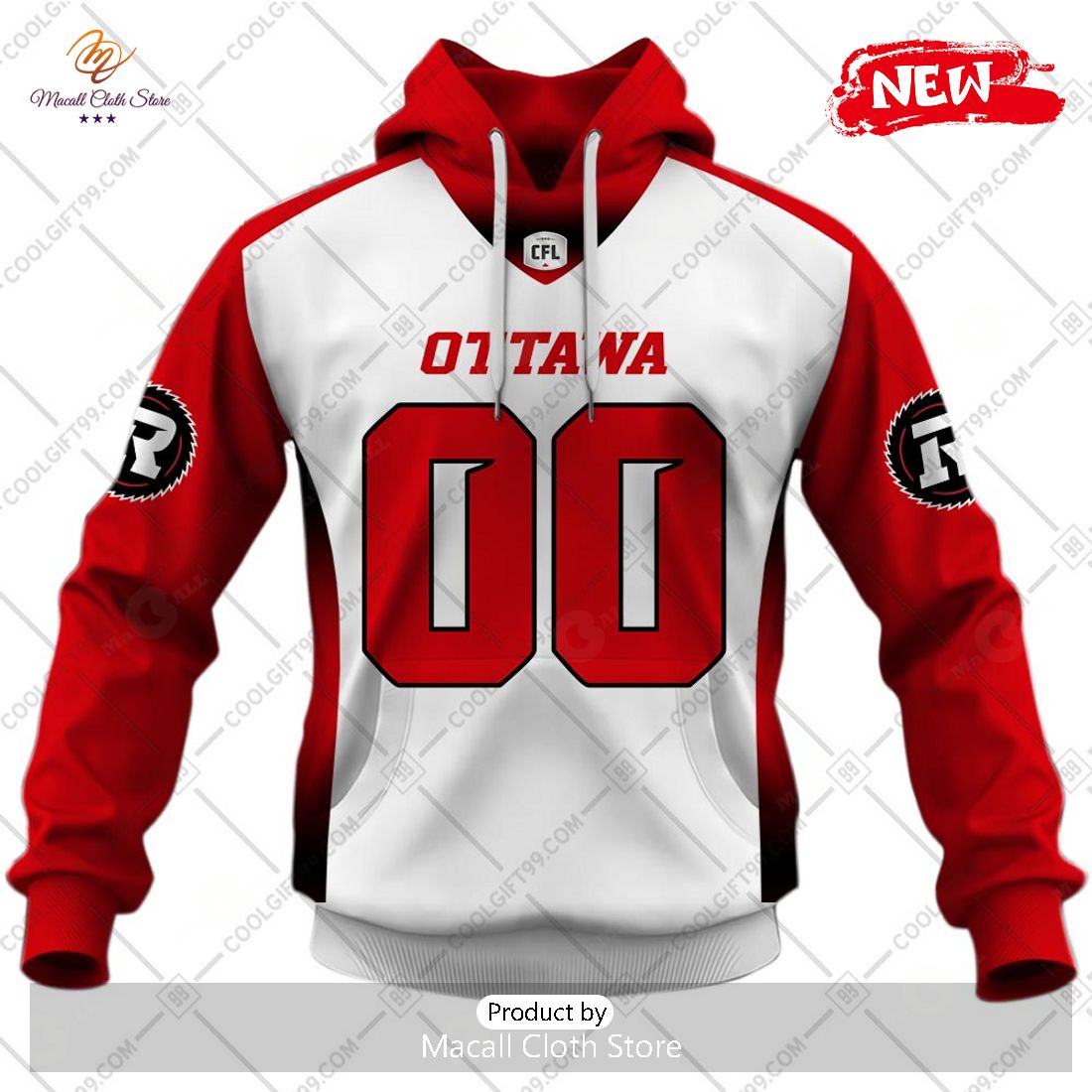[NEW] Personalized CFL Ottawa Redblacks Away Jersey Style Hoodie Sweatshirt 3D