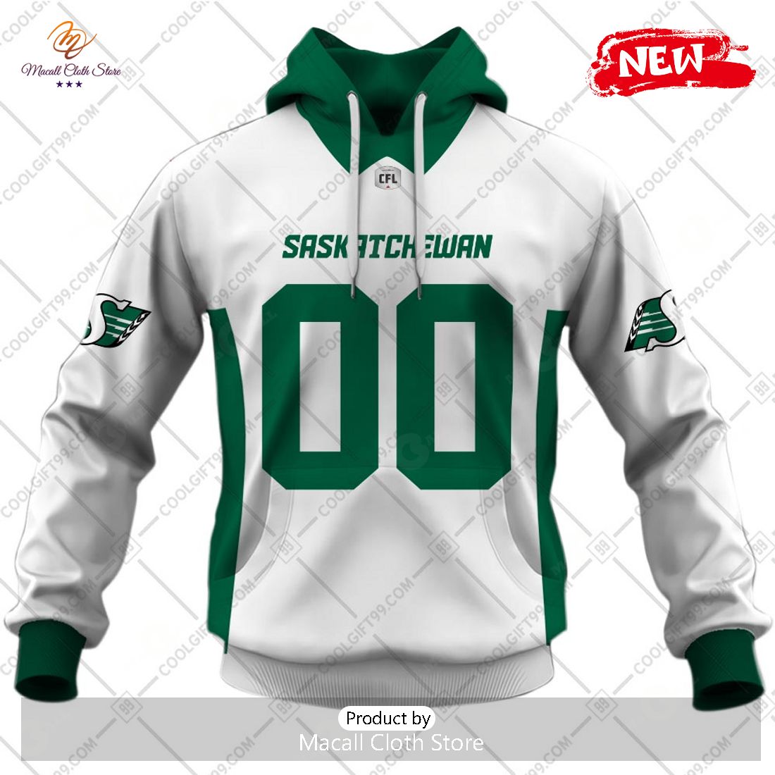 [NEW] Personalized CFL Saskatchewan Roughriders Away Jersey Style Hoodie Sweatshirt 3D