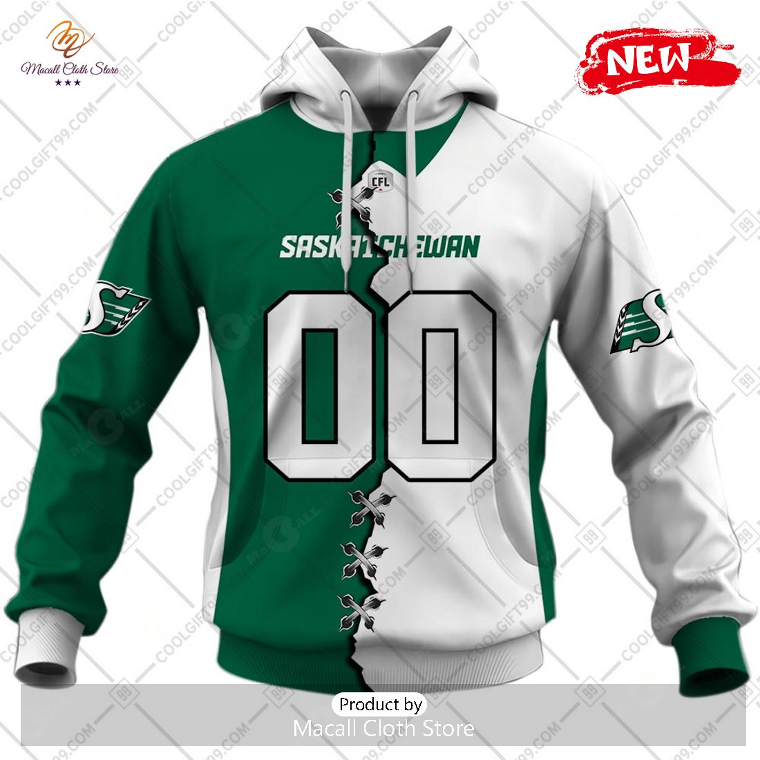 [NEW] Personalized CFL Saskatchewan Roughriders Mix Jersey Style Hoodie Sweatshirt 3D