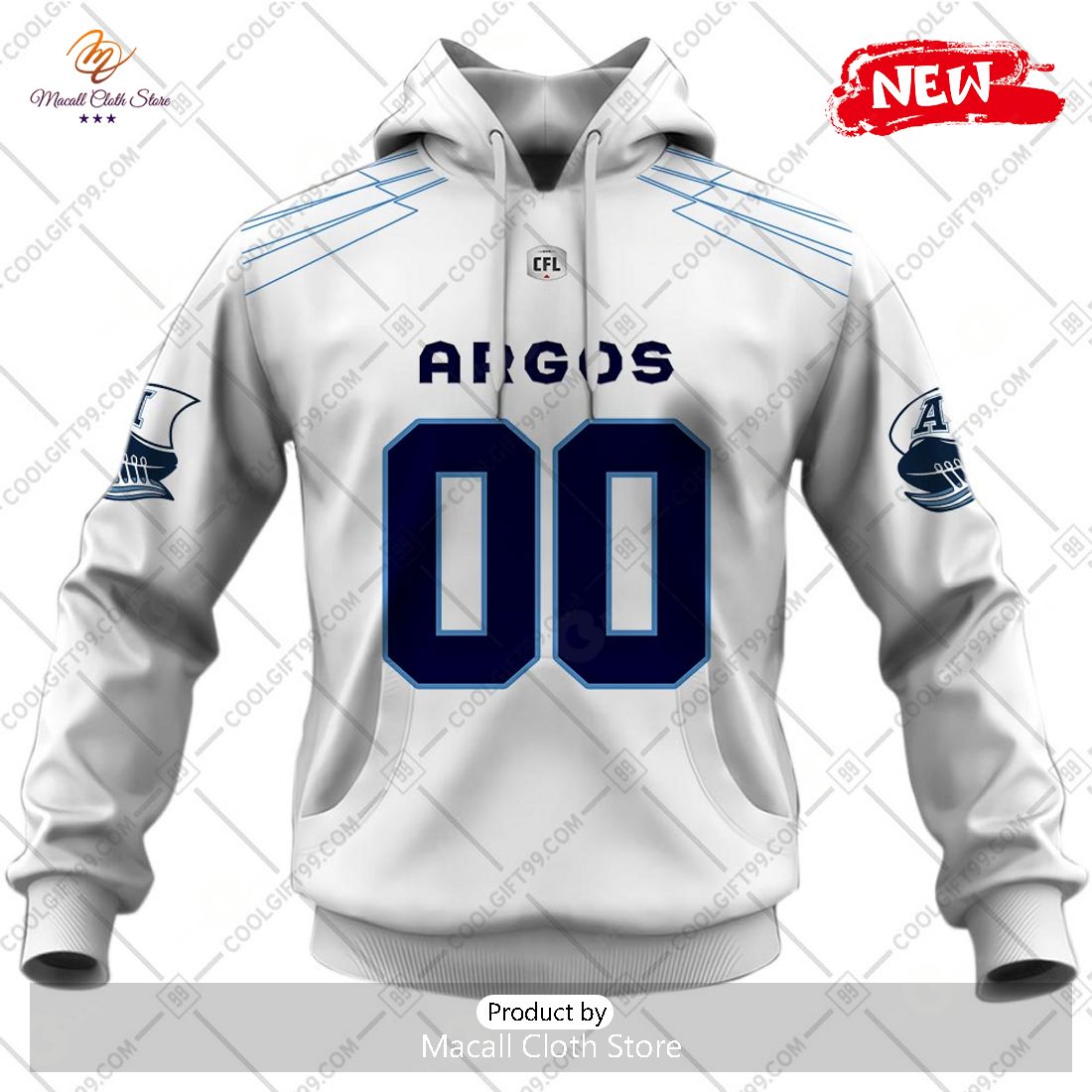 [NEW] Personalized CFL Toronto Argonauts Away Jersey Style Hoodie Sweatshirt 3D