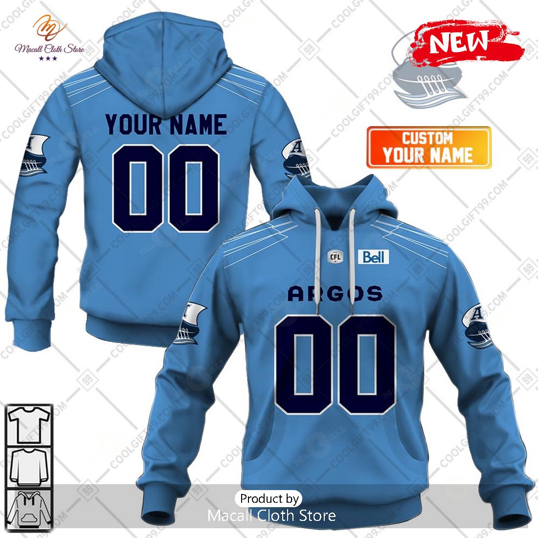 [NEW] Personalized CFL Toronto Argonauts Home Jersey Style Hoodie Sweatshirt 3D
