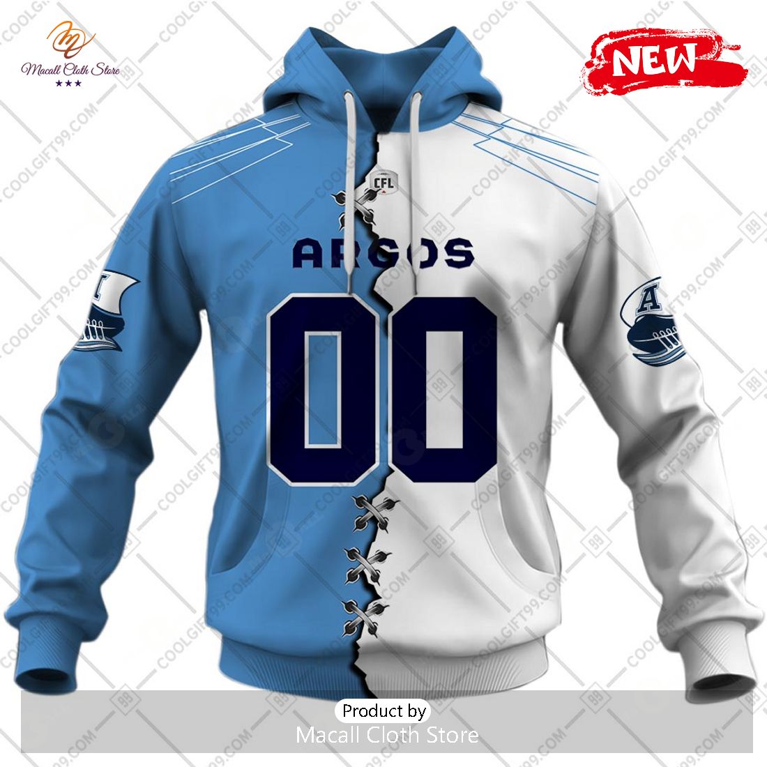 [NEW] Personalized CFL Toronto Argonauts Mix Jersey Style Hoodie Sweatshirt 3D
