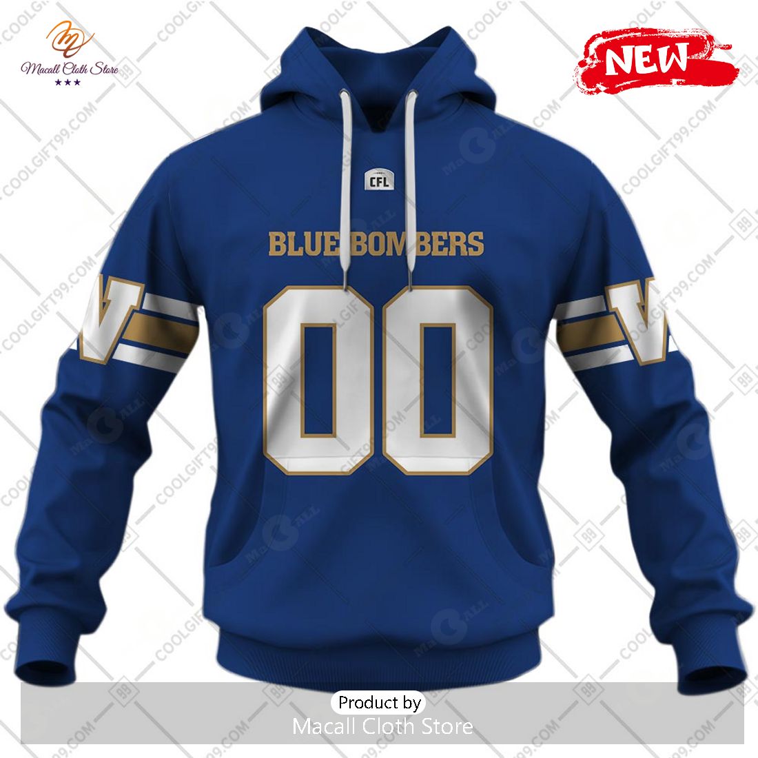 [NEW] Personalized CFL Winnipeg Blue Bombers Home Jersey Style Hoodie Sweatshirt 3D