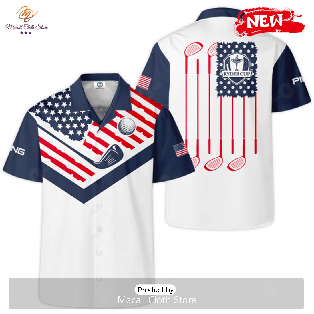 [NEW] Ryder Cup x PING Golf Players Stars Hawaiian Shirt