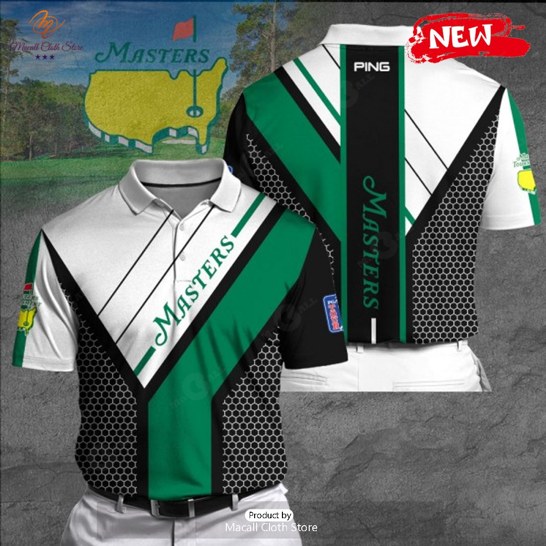 [NEW] Ping x Masters Tournament 3D Grids Luxury Polo Shirt