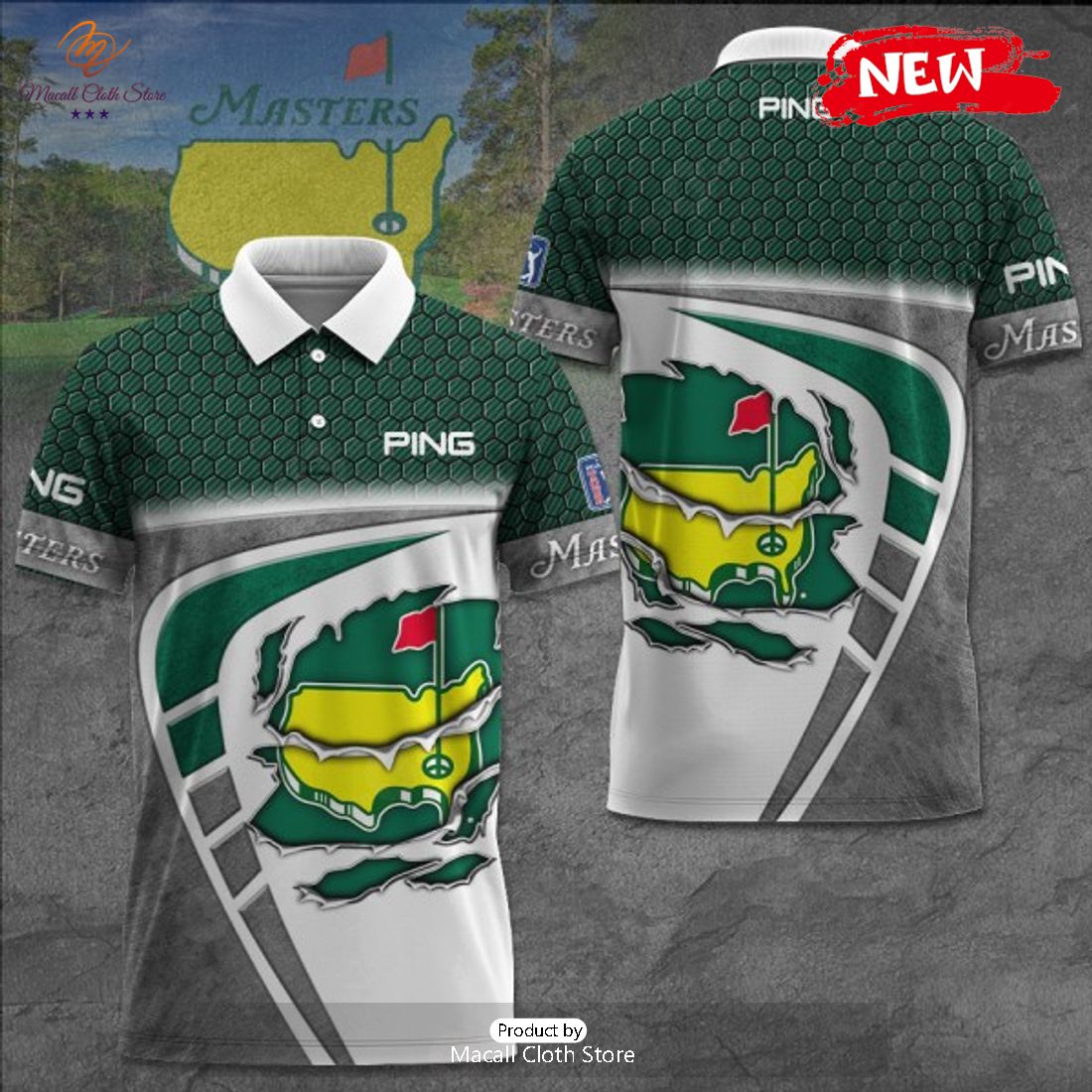 [NEW] PING x Masters Tournament Luxury Circle Flags Patterns Polo Shirt