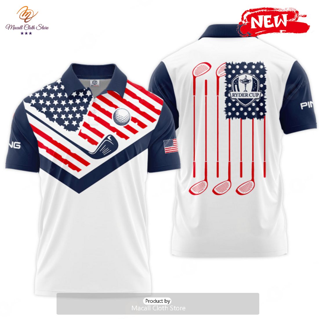 [NEW] Ryder Cup x PING 3D Apparels Golf Players Stars Polo Shirt