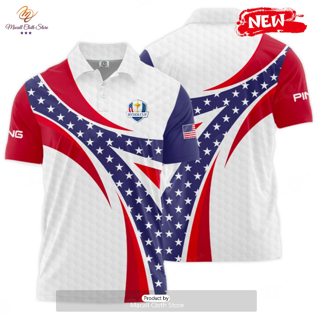 [NEW] Ryder Cup x PING 3D Apparels Luxury Stars Lines Color Polo Shirt