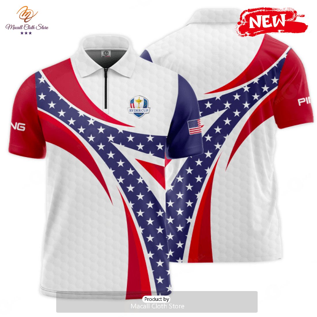 [NEW] Ryder Cup x PING 3D Apparels Luxury Stars Lines Color Polo Shirt