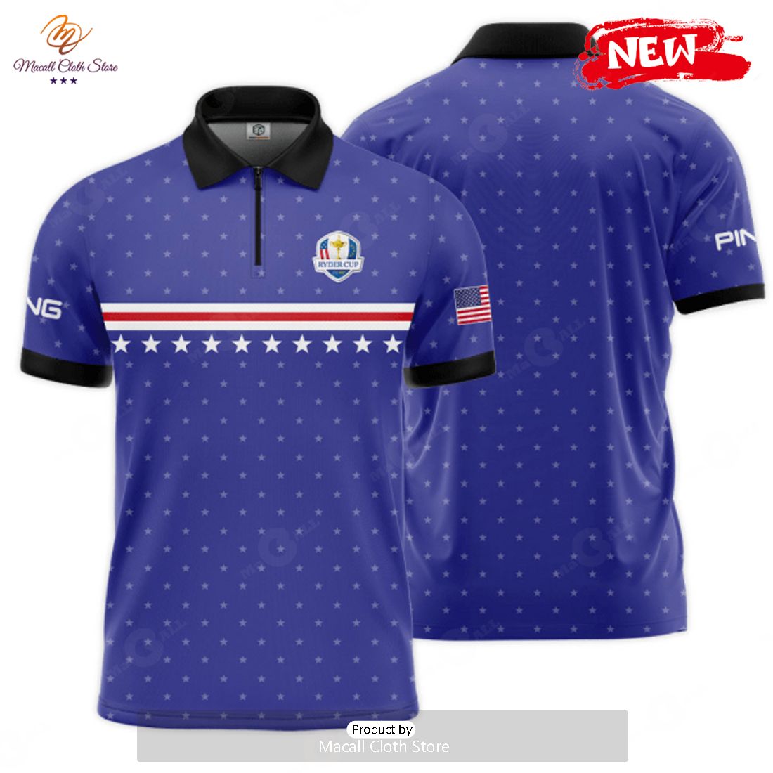 [NEW] Ryder Cup x PING 3D Apparels Premium Stars Patterns Polo Shirt