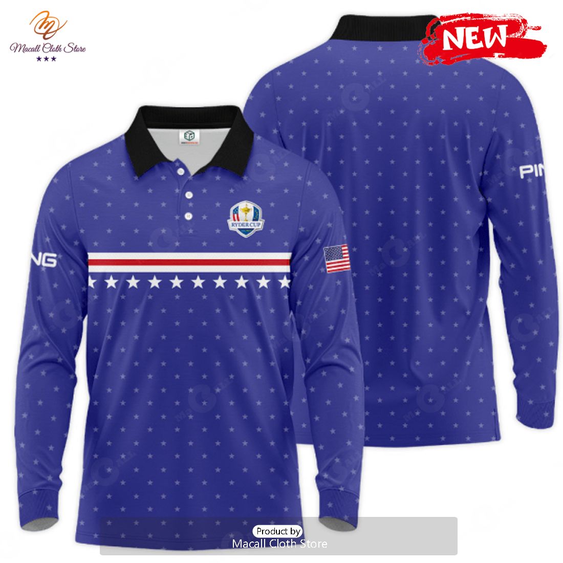 [NEW] Ryder Cup x PING 3D Apparels Premium Stars Patterns Polo Shirt