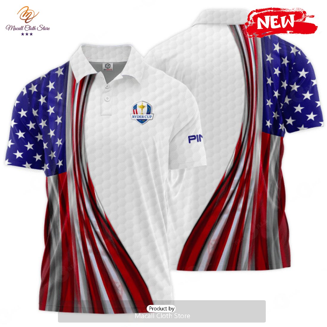 [NEW] Ryder Cup x PING Flags Stars 3D Apparels White Polo Shirt ...