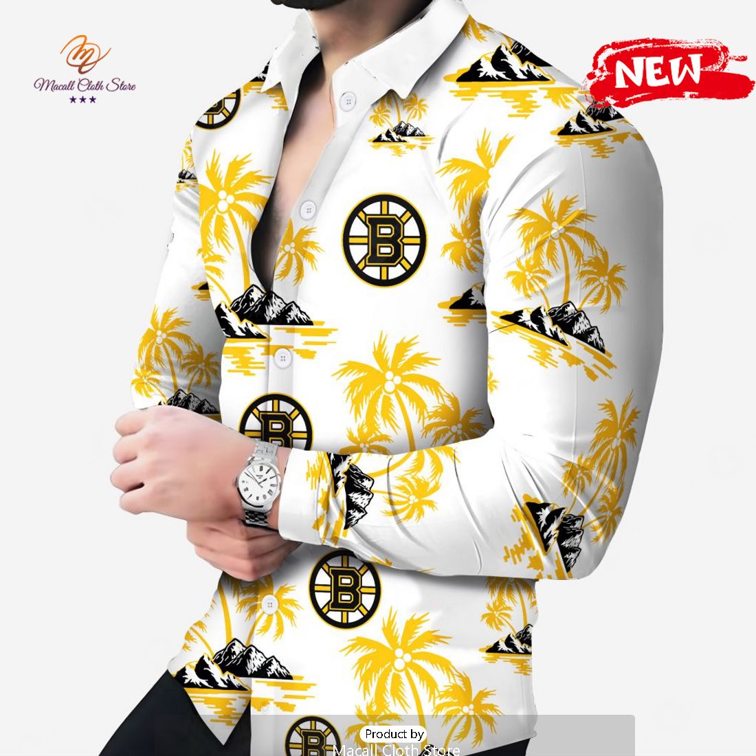 NHL Boston Bruins Special Hawaiian Design Long Sleeve Hawaiian Shirt
