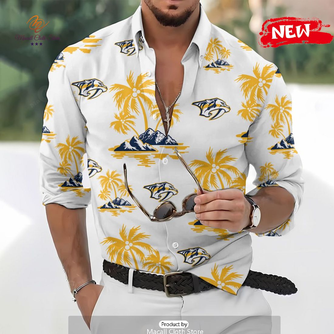 NHL Nashville Predators Special Hawaiian Design Long Sleeve Hawaiian Shirt NHL Nashville Predators Special Hawaiian Design Long Sleeve Hawaiian Shirt