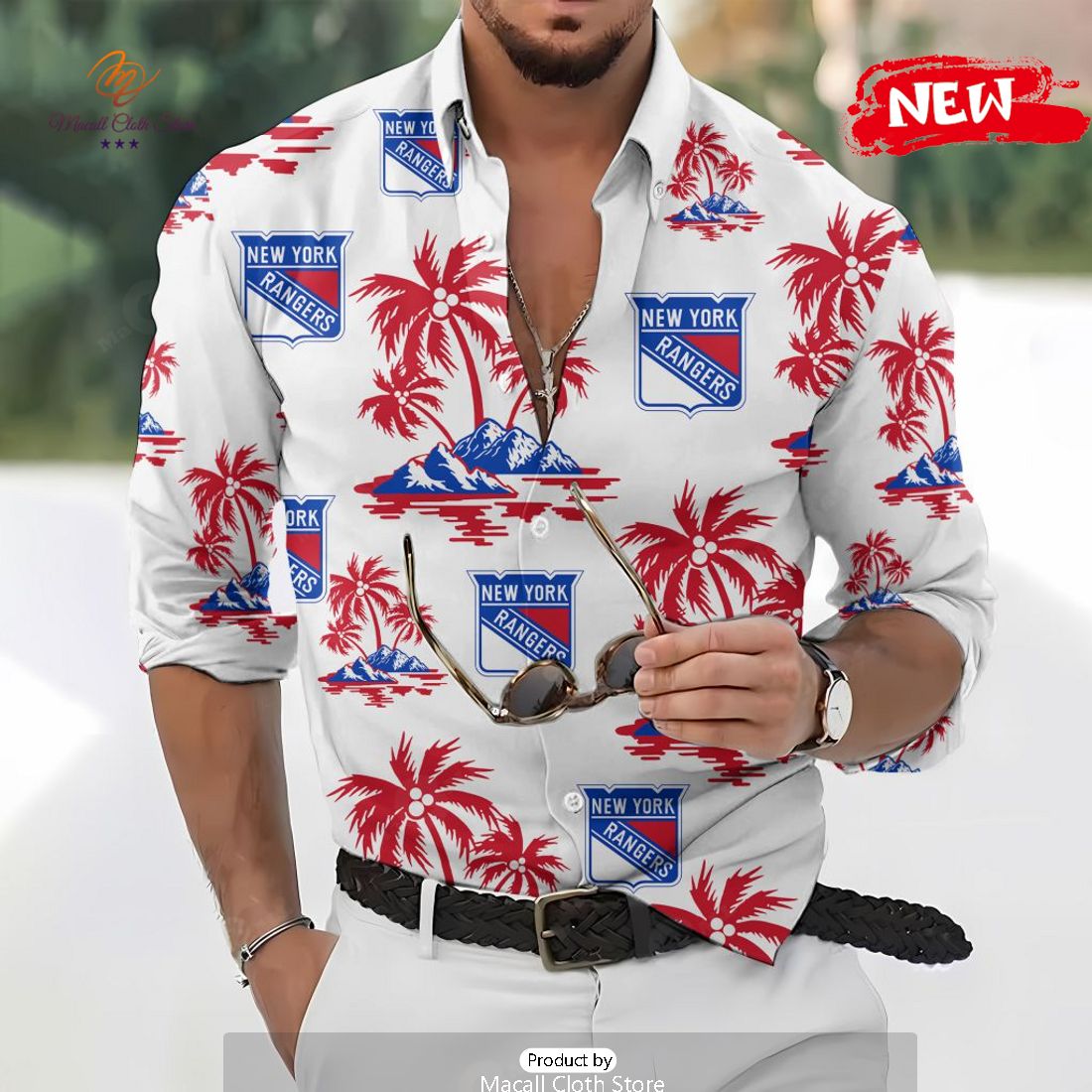 NHL New York Rangers Special Hawaiian Design Long Sleeve Hawaiian Shirt