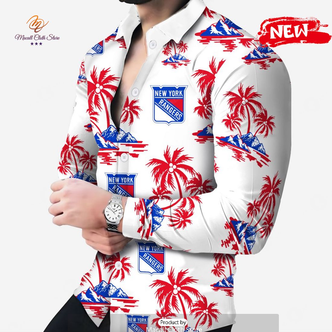 NHL New York Rangers Special Hawaiian Design Long Sleeve Hawaiian Shirt