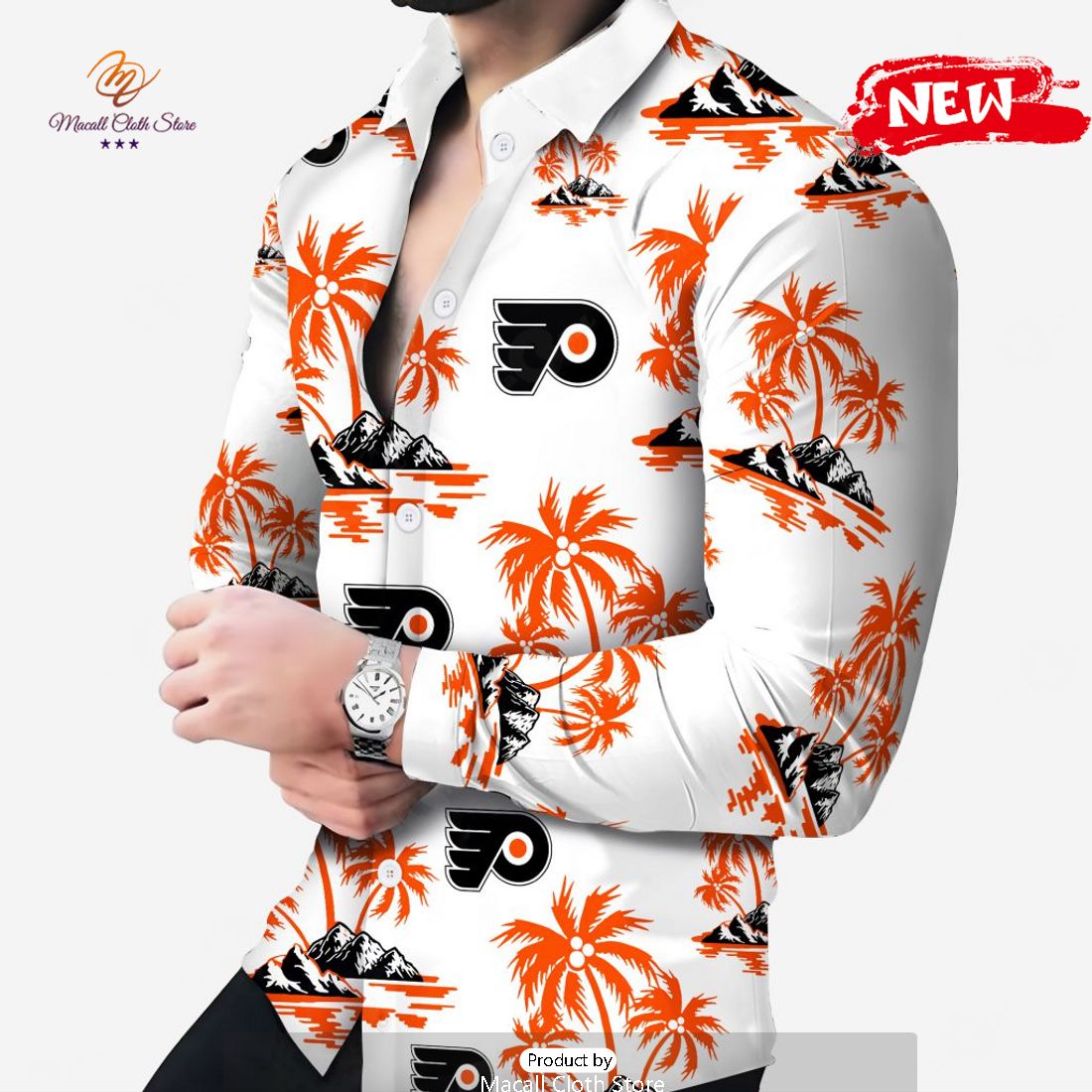 NHL Philadelphia Flyers Special Hawaiian Design Long Sleeve Hawaiian Shirt