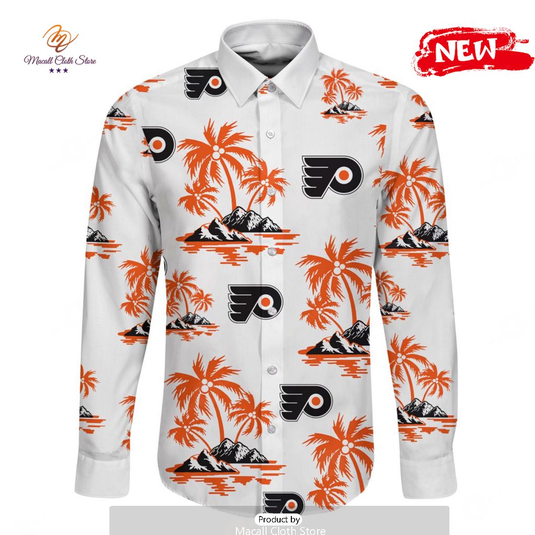 NHL Philadelphia Flyers Special Hawaiian Design Long Sleeve Hawaiian Shirt NHL Philadelphia Flyers Special Hawaiian Design Long Sleeve Hawaiian Shirt