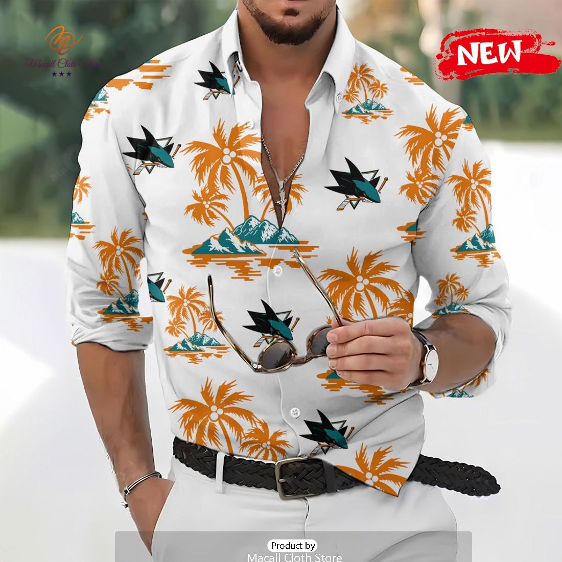 NHL San Jose Sharks Special Hawaiian Design Long Sleeve Hawaiian Shirt NHL San Jose Sharks Special Hawaiian Design Long Sleeve Hawaiian Shirt