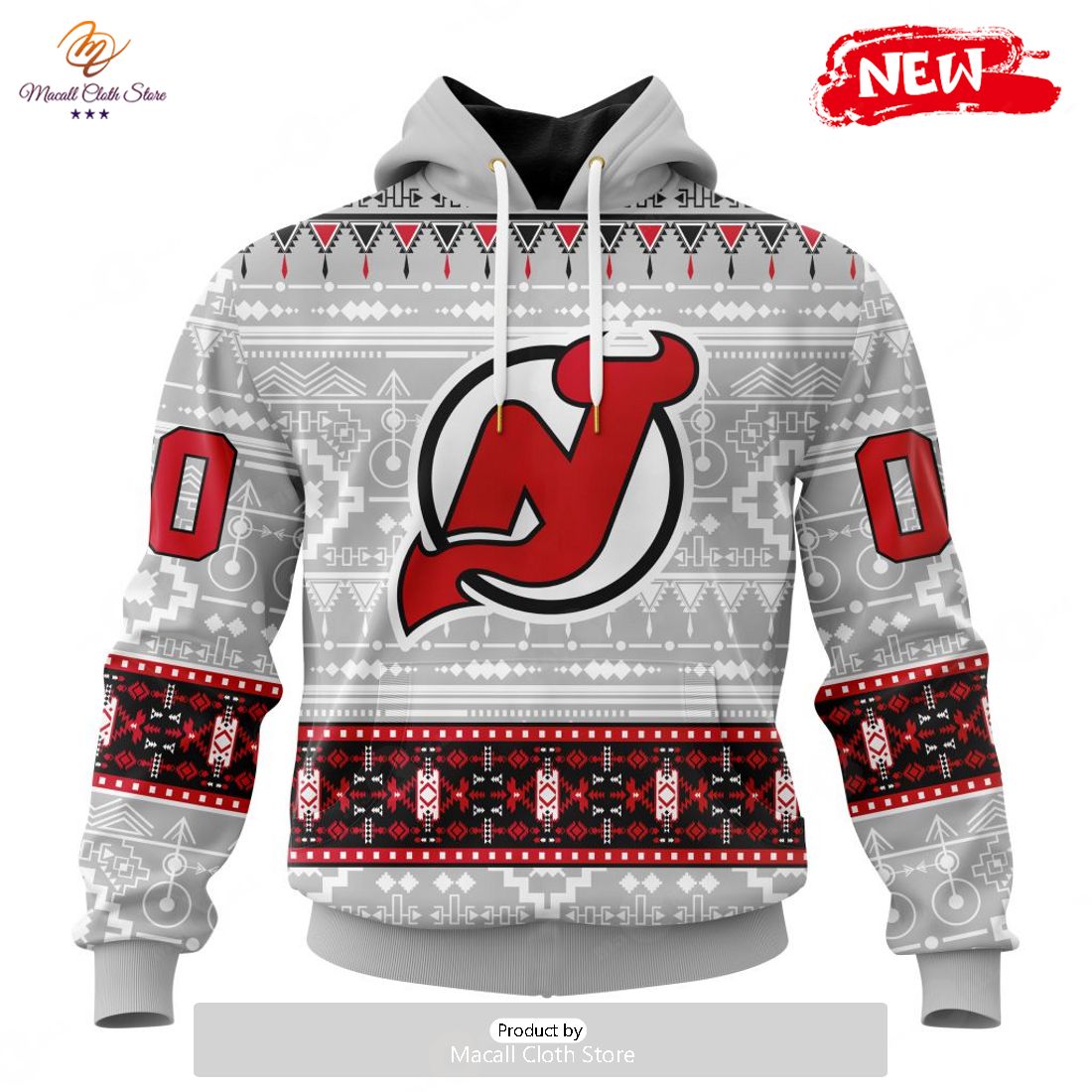 Personalized NHL New Jersey Devils Special Native White Design Hoodie Sweatshirt 3D Personalized NHL New Jersey Devils Special Native White Design Hoodie Sweatshirt 3D