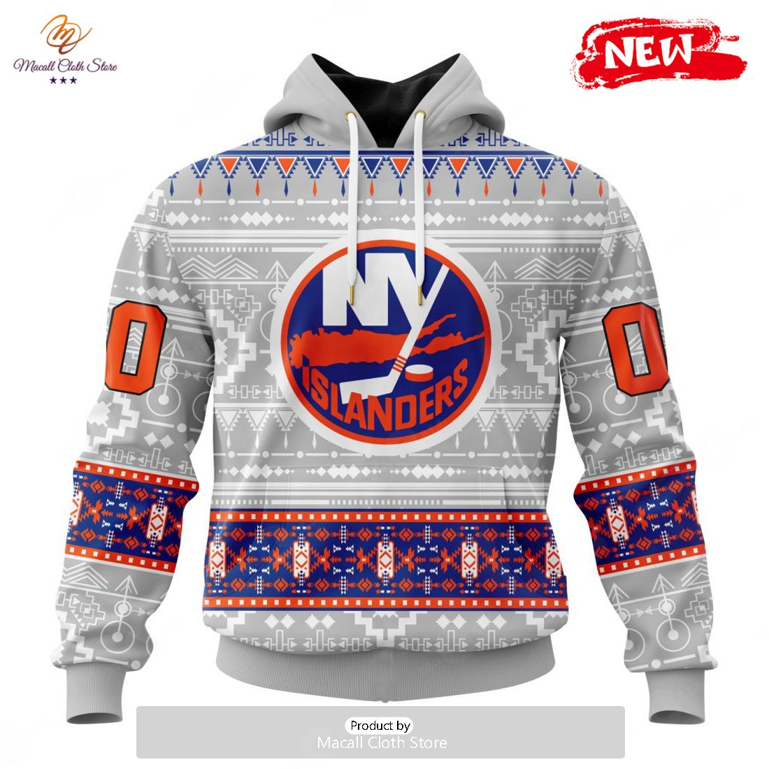 Personalized NHL New York Islanders Special Native White Design Hoodie Sweatshirt 3D Personalized NHL New York Islanders Special Native White Design Hoodie Sweatshirt 3D