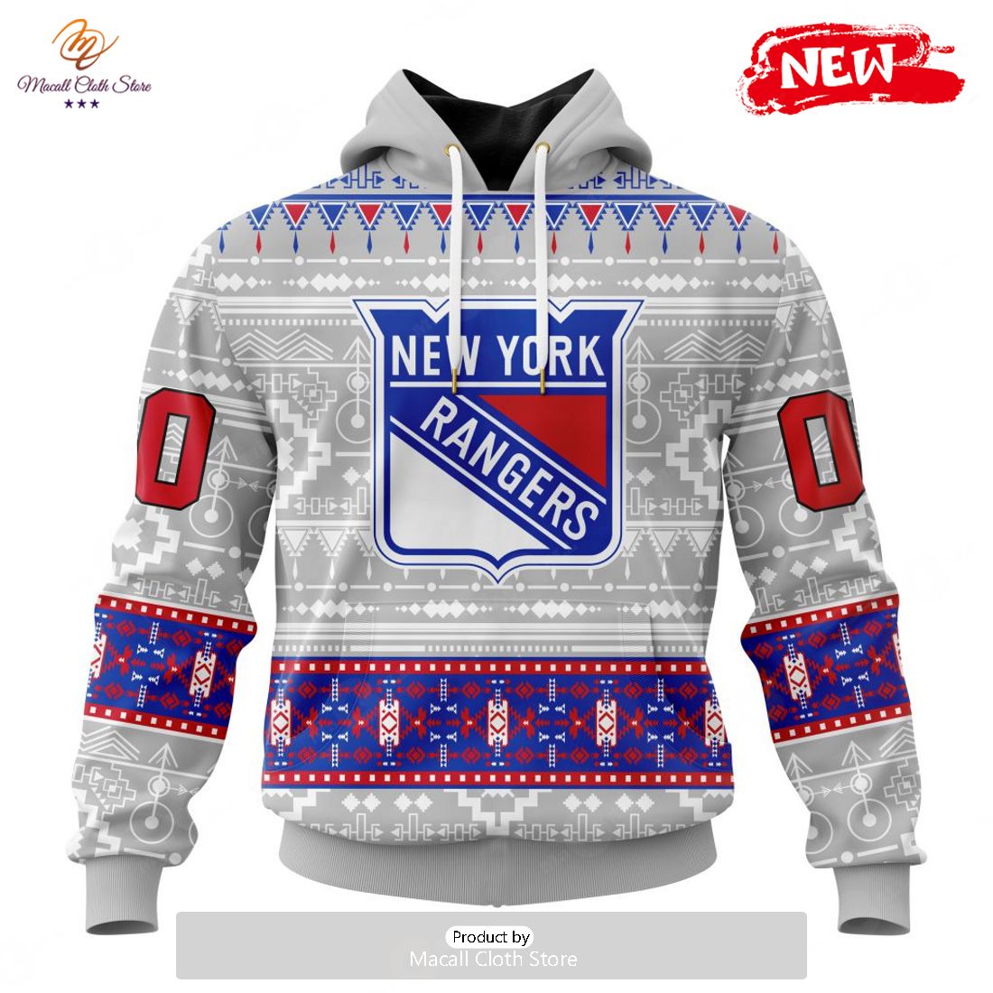 Personalized NHL New York Rangers Special Native White Design Hoodie Sweatshirt 3D Personalized NHL New York Rangers Special Native White Design Hoodie Sweatshirt 3D