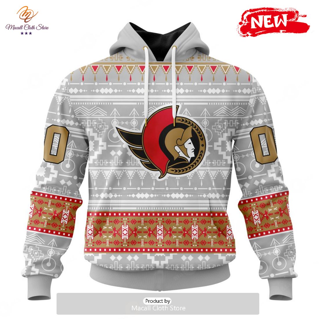 Personalized NHL Ottawa Senators Special Native White Design Hoodie Sweatshirt 3D Personalized NHL Ottawa Senators Special Native White Design Hoodie Sweatshirt 3D