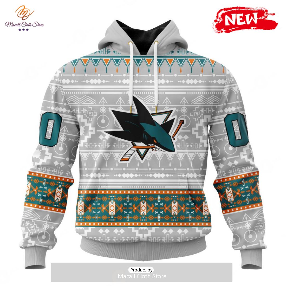 Personalized NHL San Jose Sharks Special Native White Design Hoodie Sweatshirt 3D Personalized NHL San Jose Sharks Special Native White Design Hoodie Sweatshirt 3D