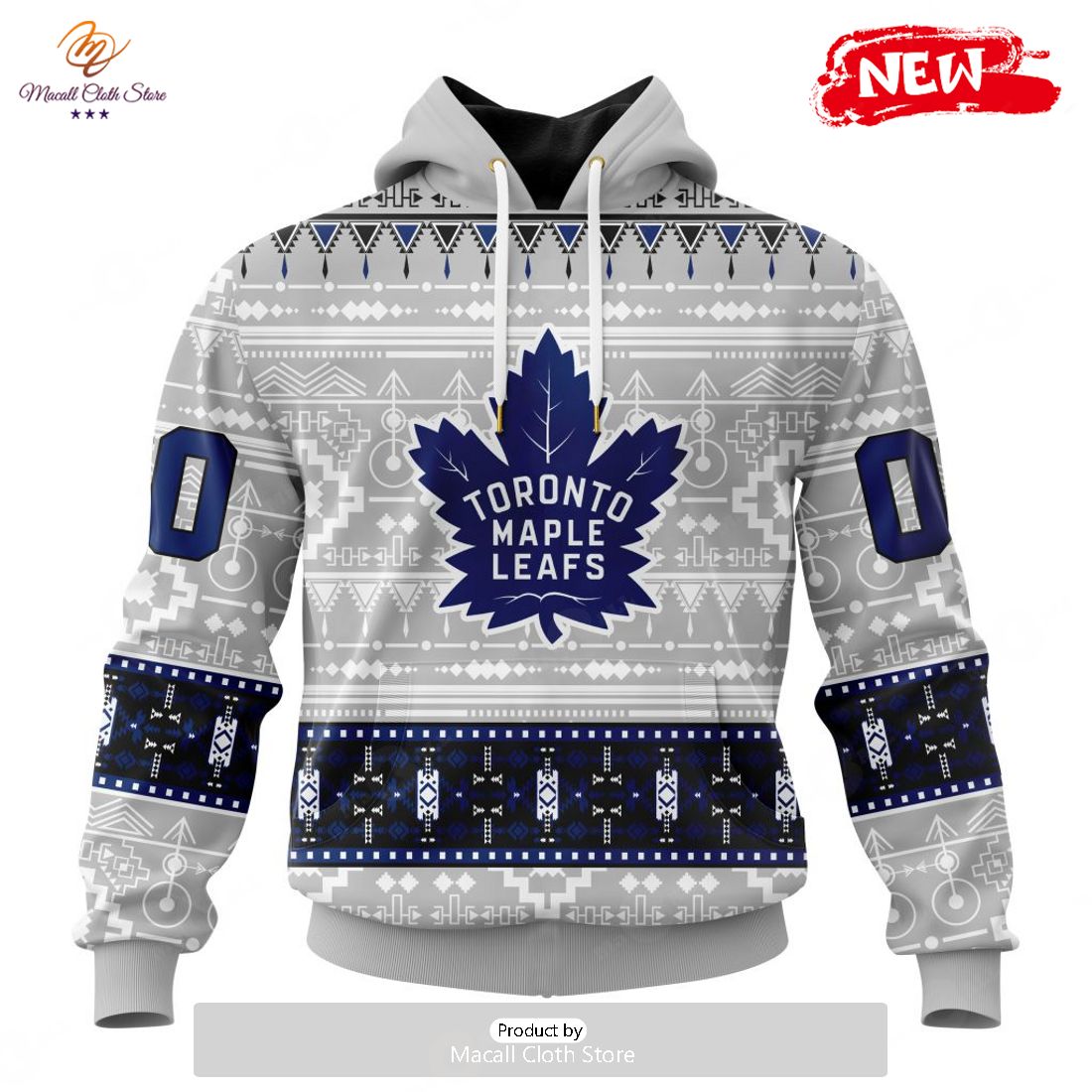 Personalized NHL Toronto Maple Leafs Special Native White Design Hoodie Sweatshirt 3D Personalized NHL Toronto Maple Leafs Special Native White Design Hoodie Sweatshirt 3D