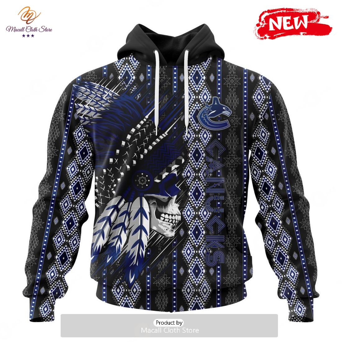Personalized NHL Vancouver Canucks Special Skull Native Design Hoodie Sweatshirt 3D Personalized NHL Vancouver Canucks Special Skull Native Design Hoodie Sweatshirt 3D