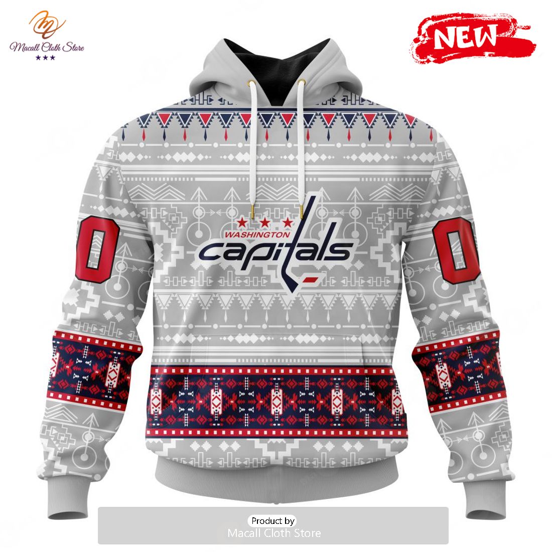 Personalized NHL Washington Capitals Special Native White Design Hoodie Sweatshirt 3D Personalized NHL Washington Capitals Special Native White Design Hoodie Sweatshirt 3D