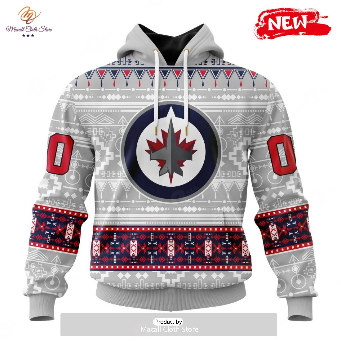 Personalized NHL Winnipeg Jets Special Native White Design Hoodie Sweatshirt 3D