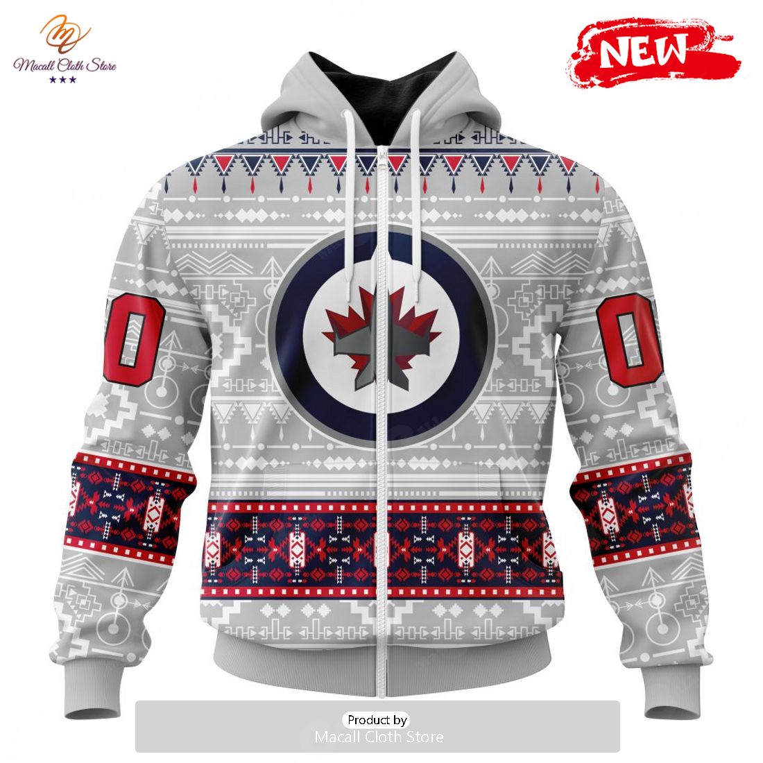 Personalized NHL Winnipeg Jets Special Native White Design Hoodie Sweatshirt 3D
