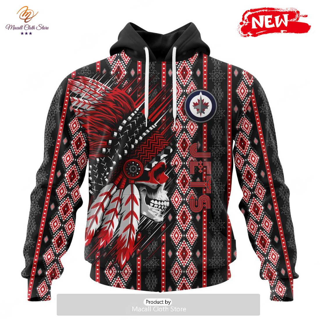 Personalized NHL Winnipeg Jets Special Skull Native Design Hoodie Sweatshirt 3D