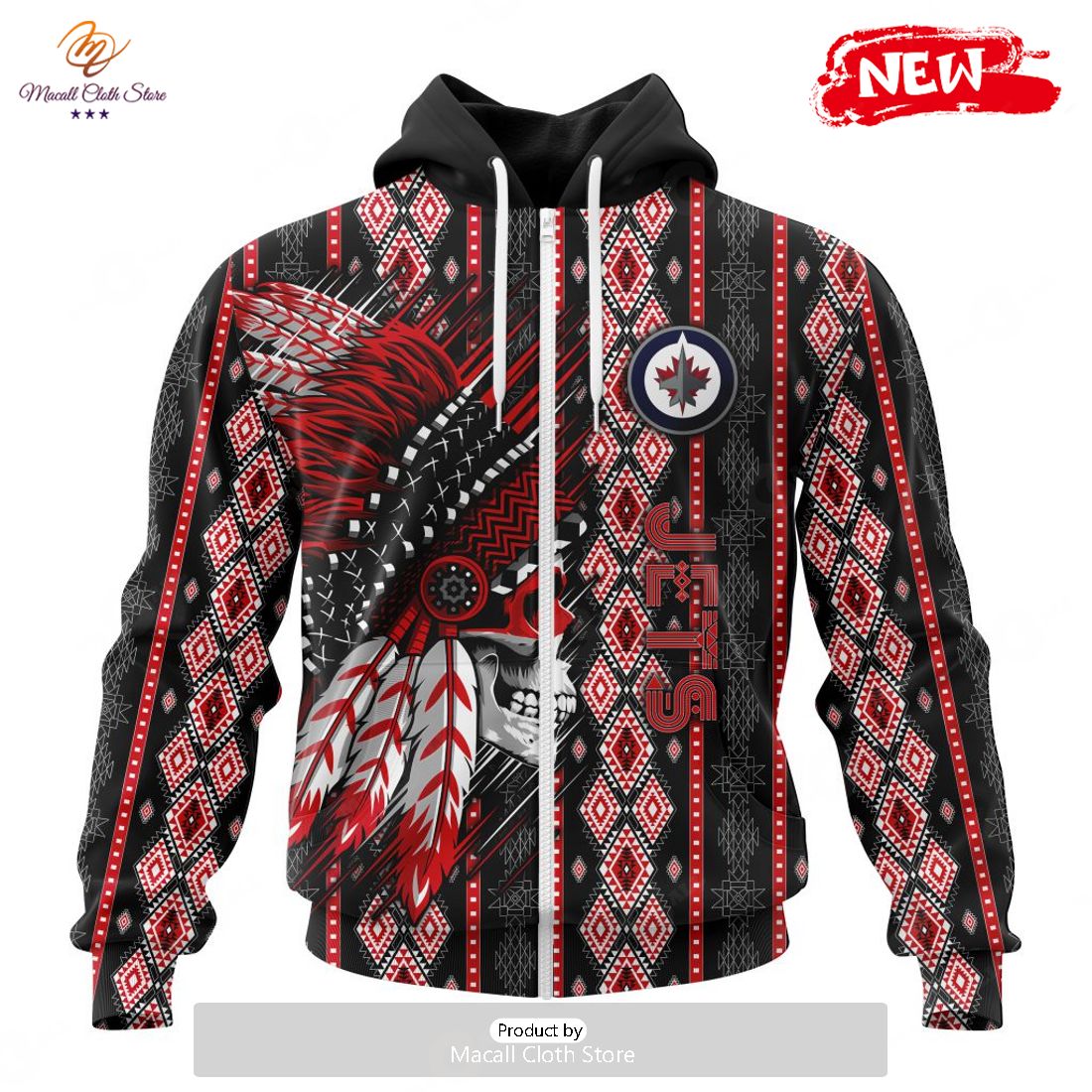 Personalized NHL Winnipeg Jets Special Skull Native Design Hoodie Sweatshirt 3D