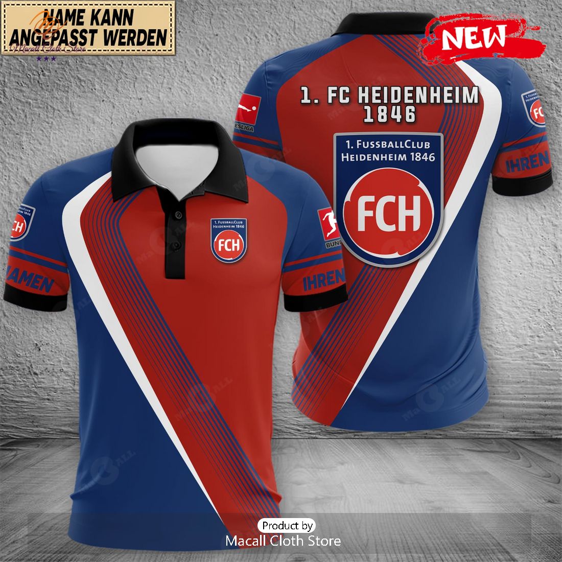 Personalized Bundesliga FC Heidenheim Polo Shirt Personalized Bundesliga FC Heidenheim Polo Shirt
