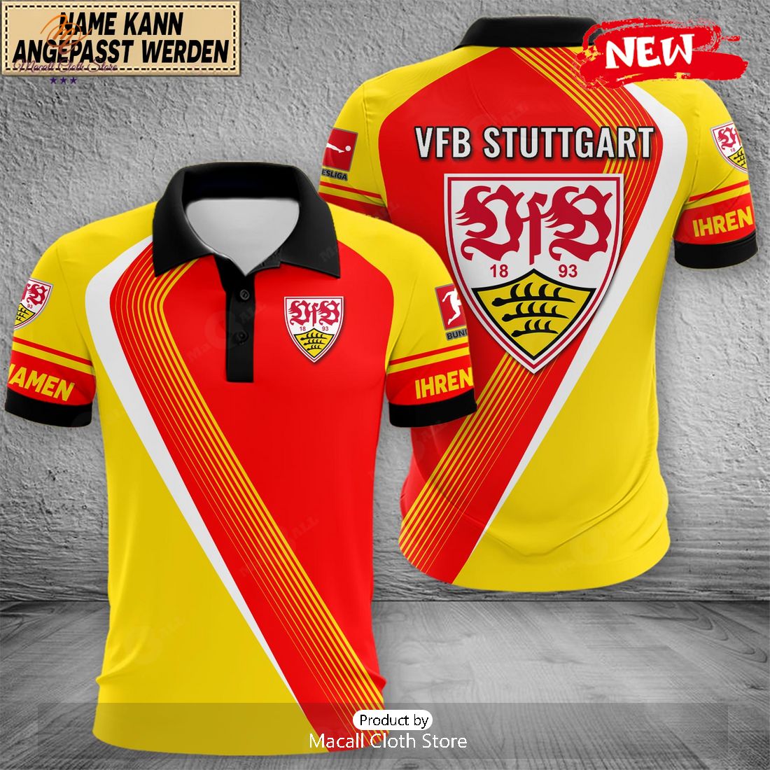 Personalized Bundesliga VfB Stuttgart Polo Shirt Personalized Bundesliga VfB Stuttgart Polo Shirt